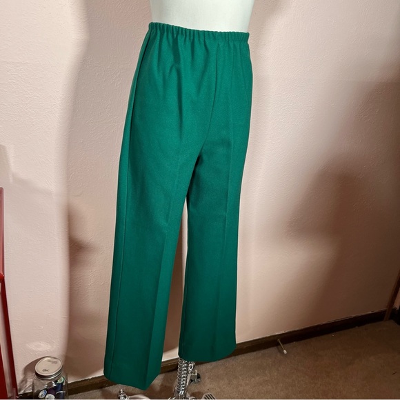 Vintage 1970 ILGWU forest green Brass buttons Wide Collar Polyester PantSuit - Picture 11 of 16